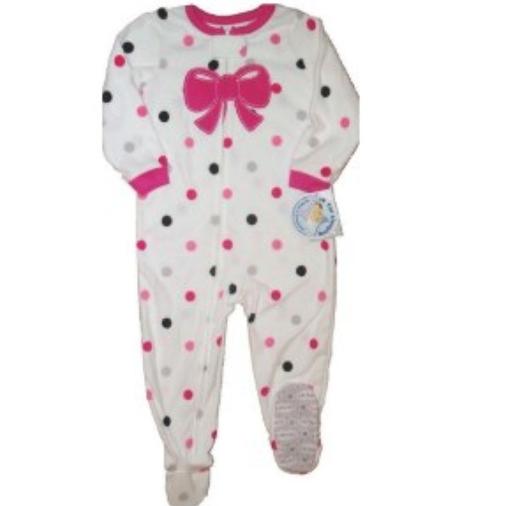 Fleece Bow Footed Pajamas Girls Sleepwear One Piece Blanket Sleeper Footie PJ